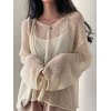 Oversized Long Sleeve Crochet Knit Top