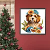 Diamond Painting -5D Full Round Drill Flower Cluster Dog