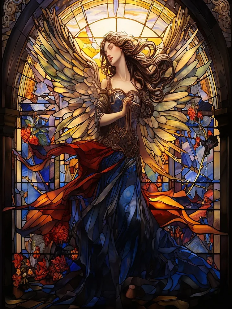 Glass Painting-Christmas Angels 40*50CM (Canvas) Full Round Diamond Painting gbfke