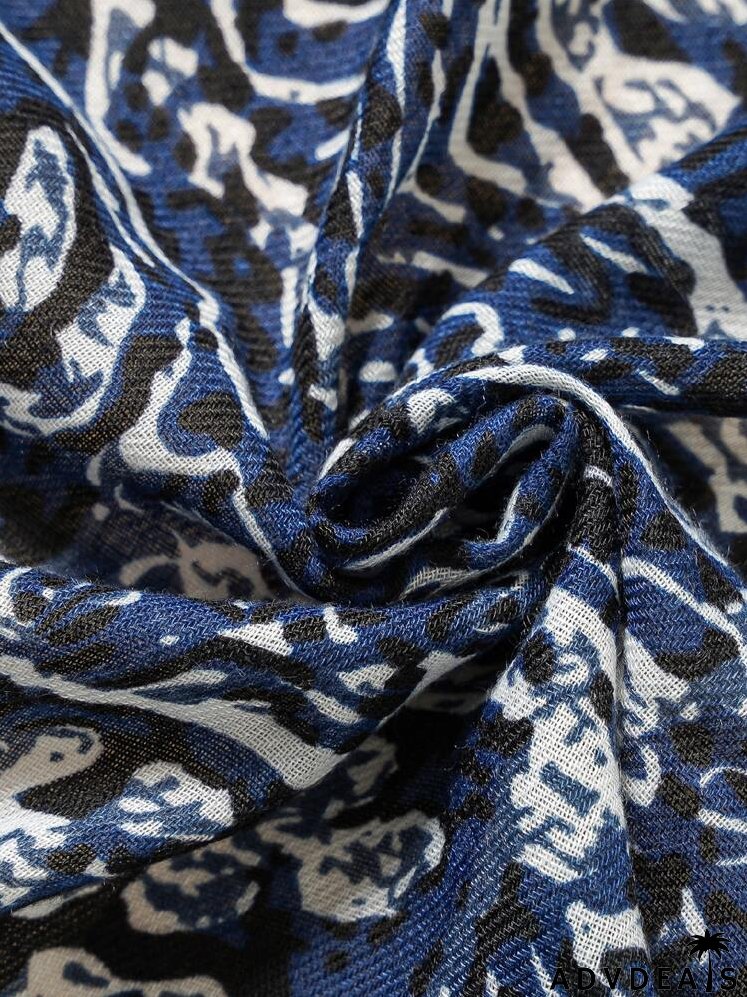 Allover Print Tassel Trim Scarf