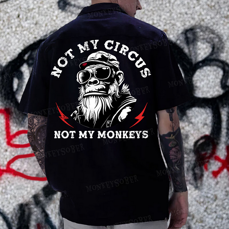 Not My Circus Not My Monkeys Reversible Printed Button Up Shirt