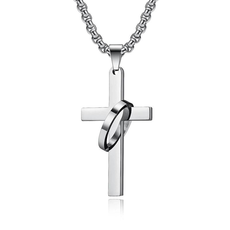 Hip-Hop Retro Cross 304 Stainless Steel Polishing Men's Pendant Necklace