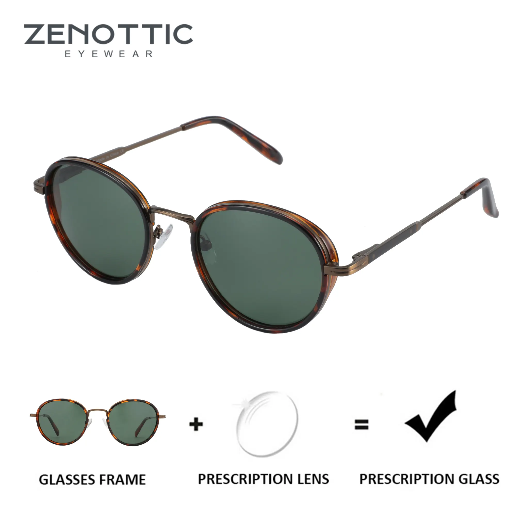 ZENOTTIC Steampunk Prescription Sunlasses for Unsiex Vintage Myopia ...