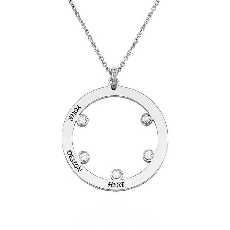 Personalized Design Birthday Stone Round Necklace