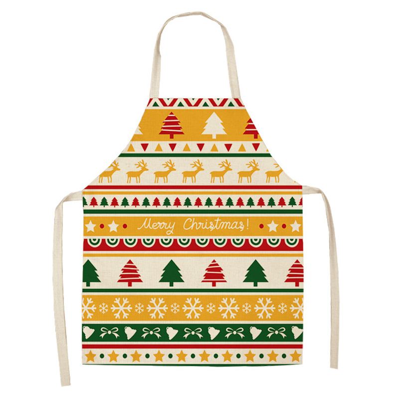 Christmas Red Linen Graphic Print Sleeveless Apron 2024 - Flycurvy 