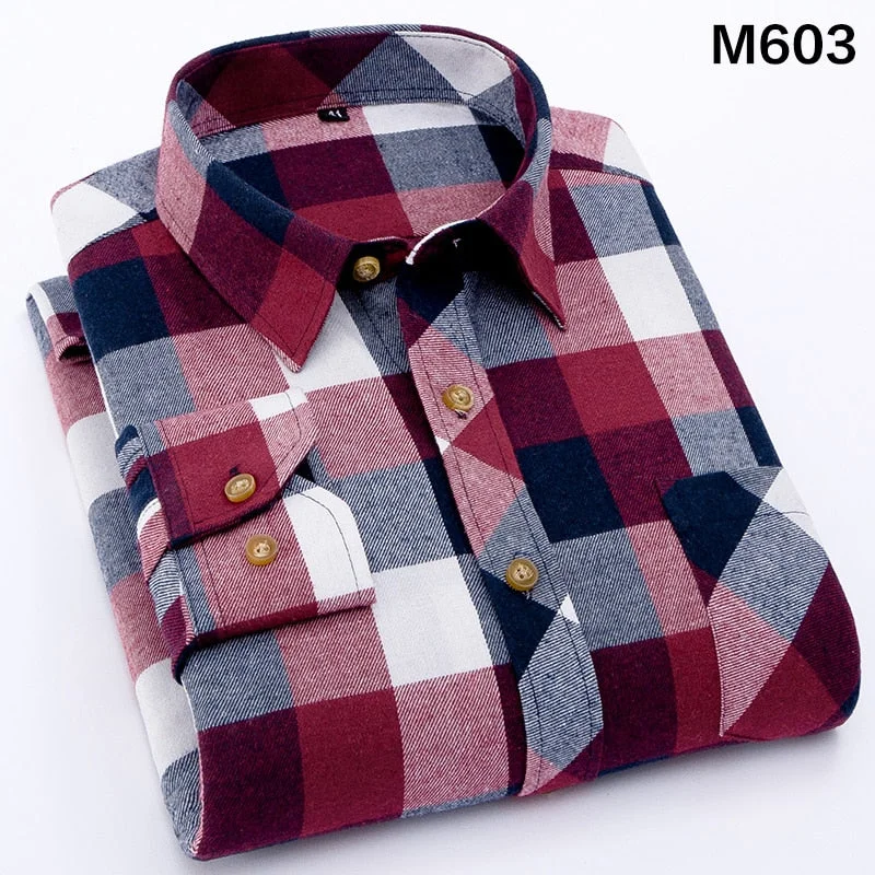 Brand Cotton Flannel Plaid Shirt Men 2019 Autumn New Male Casual Long Sleeve Shirt Plus size High Quality Warm Men Tops Clothes