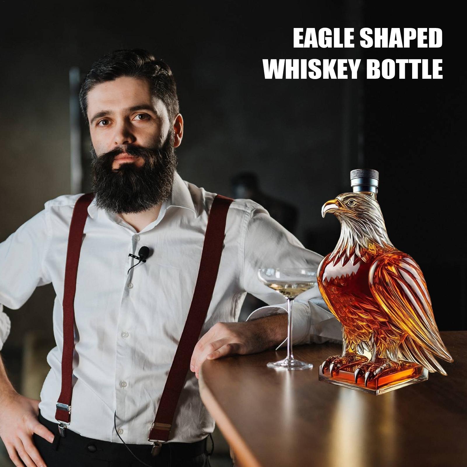 Tegooe Novelty Crystal Eagle Whiskey Decanter - 350ml Glass Spirit Bottle
