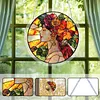 (25cm)DIY Acrylic Jigsaw Puzzle Window Hanging with Hanging Chain DIY Stained Glass Decoration Round Window Puzzle Decor for DIY Craft Project (Stained Glass Floral Lady)