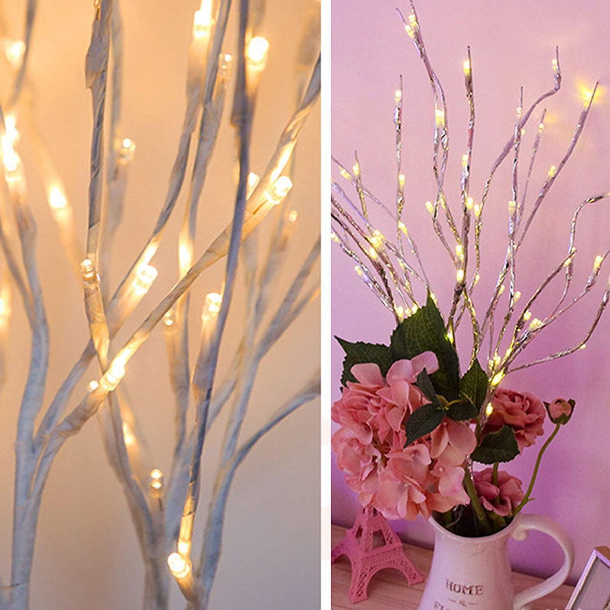 Tegooe Battery-Operated LED White Birch Branch Lights - 28 Inch Twig Decor