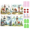 4Pcs/set Diamond Painting-DIY Full Round Drill Lighthouse Cottage(30*30 CM)