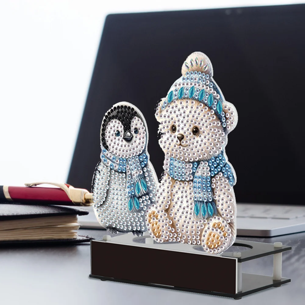 DIY Penguin Bear Diamond Painting Candle Holder Ornaments Aromatherapy Candle Holder