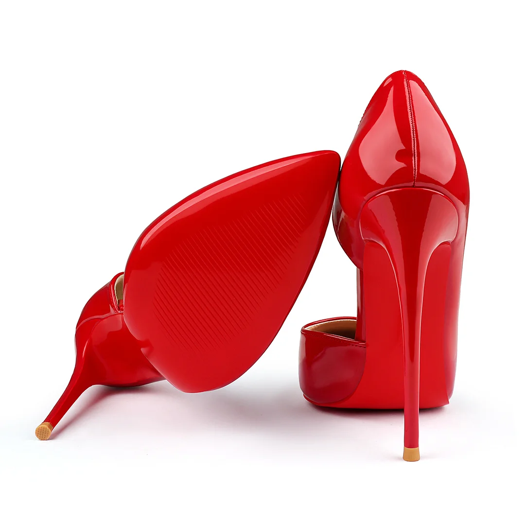 120mm Women's Classic Pumps Patent Closed Pointed Toe Bridal Wedding Party Red Bottom-MERUMOTE