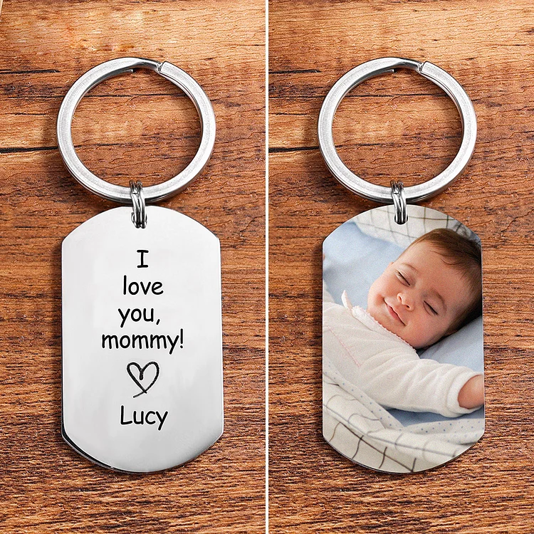 Personalized Photo Keychain Gift for Mom"I Love You Mommy"