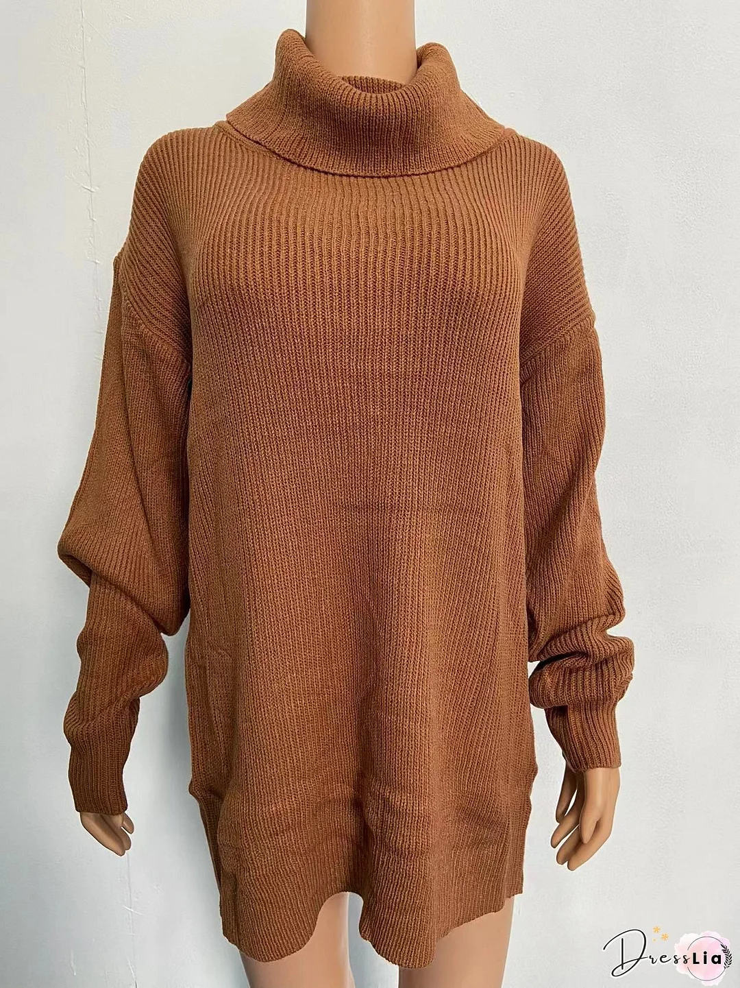 Casual Turtleneck Plain Loose Sweater