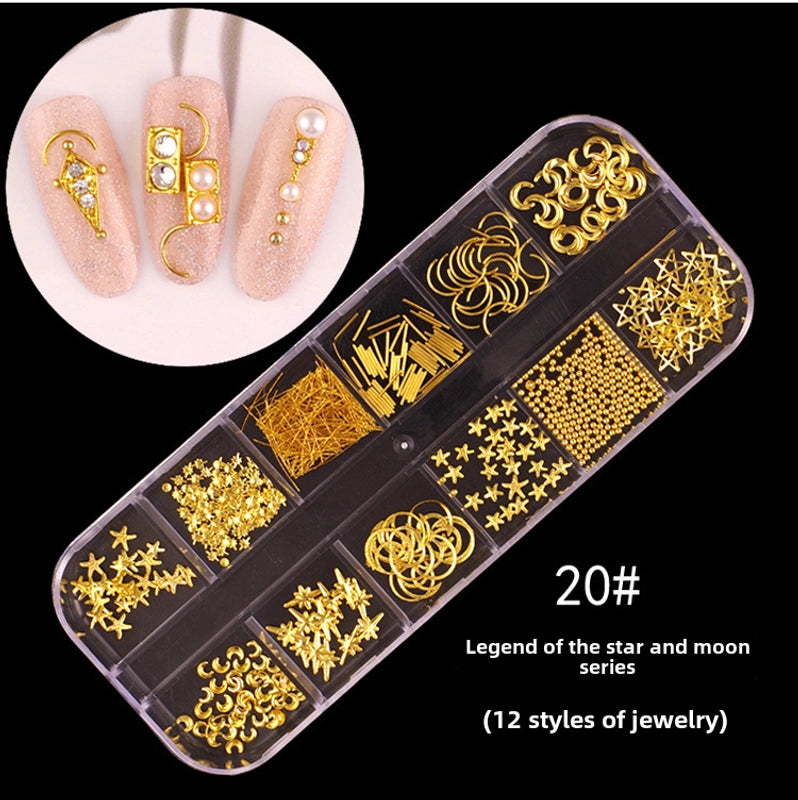 Nail Jewelry Rhinestone Flat Bottom Drill Hollow Nail Stick Drill Sequins Colored Diamond Flat Bottom Pearl Shell Japanese Series