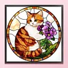 Orange Cat Glass Painting-11CT Stamped Cross Stitch 40*40cm/15.75*15.75in