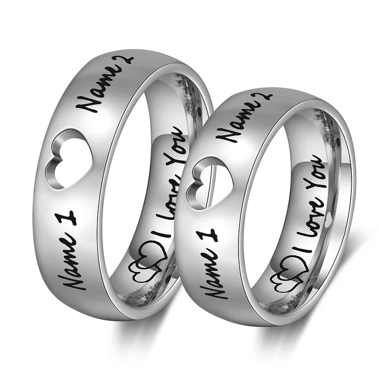 Couple Heart Ring Personalized Love Promise Matching Rings Gift for Couple Friends BBF