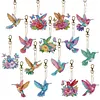 15Pcs Hummingbird DiY Double-Sided Diamond Art Keychain Ornaments Party Decor