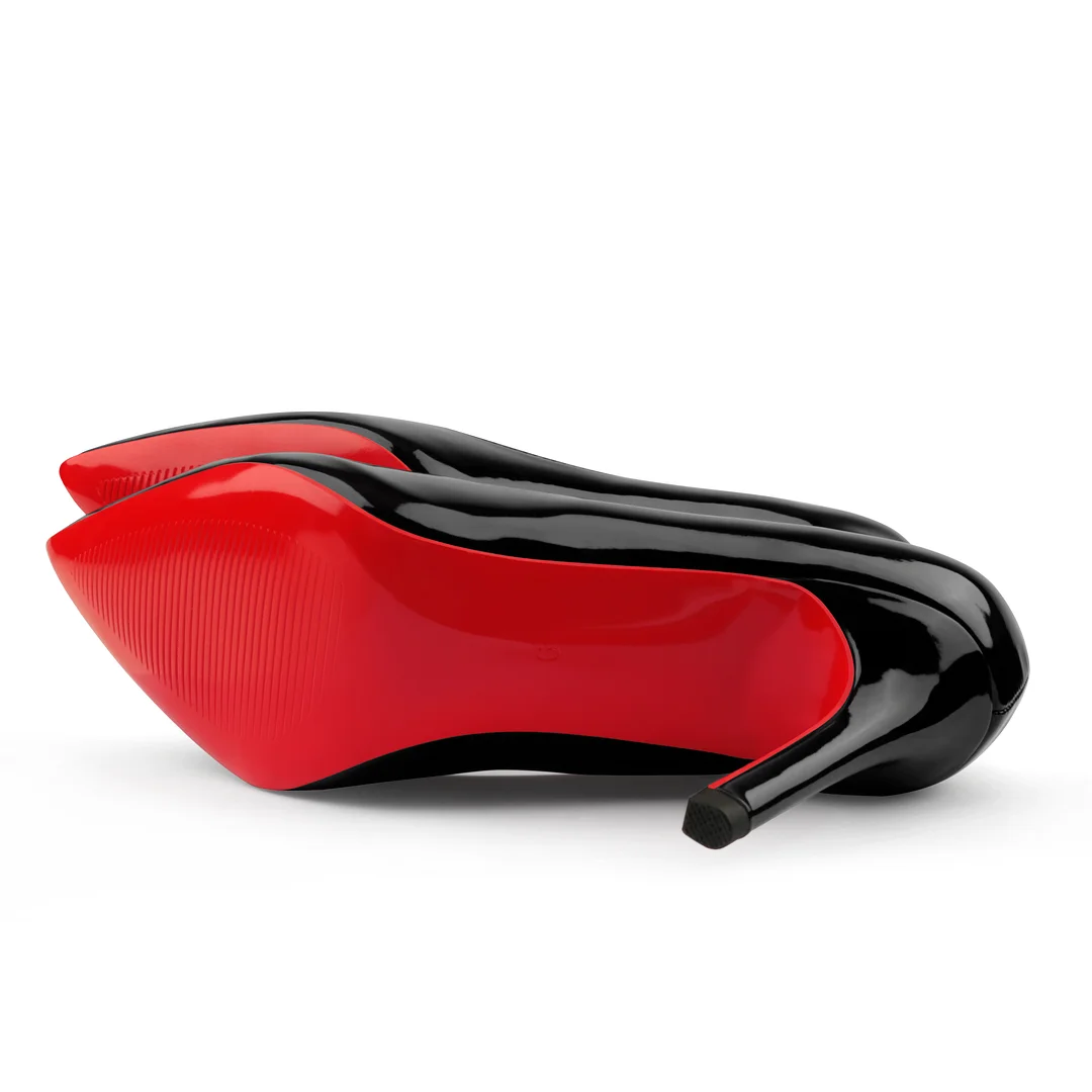 90mm Women's Pointed Toe Kitten Heels  Red Bottom Stiletto Pumps-MERUMOTE