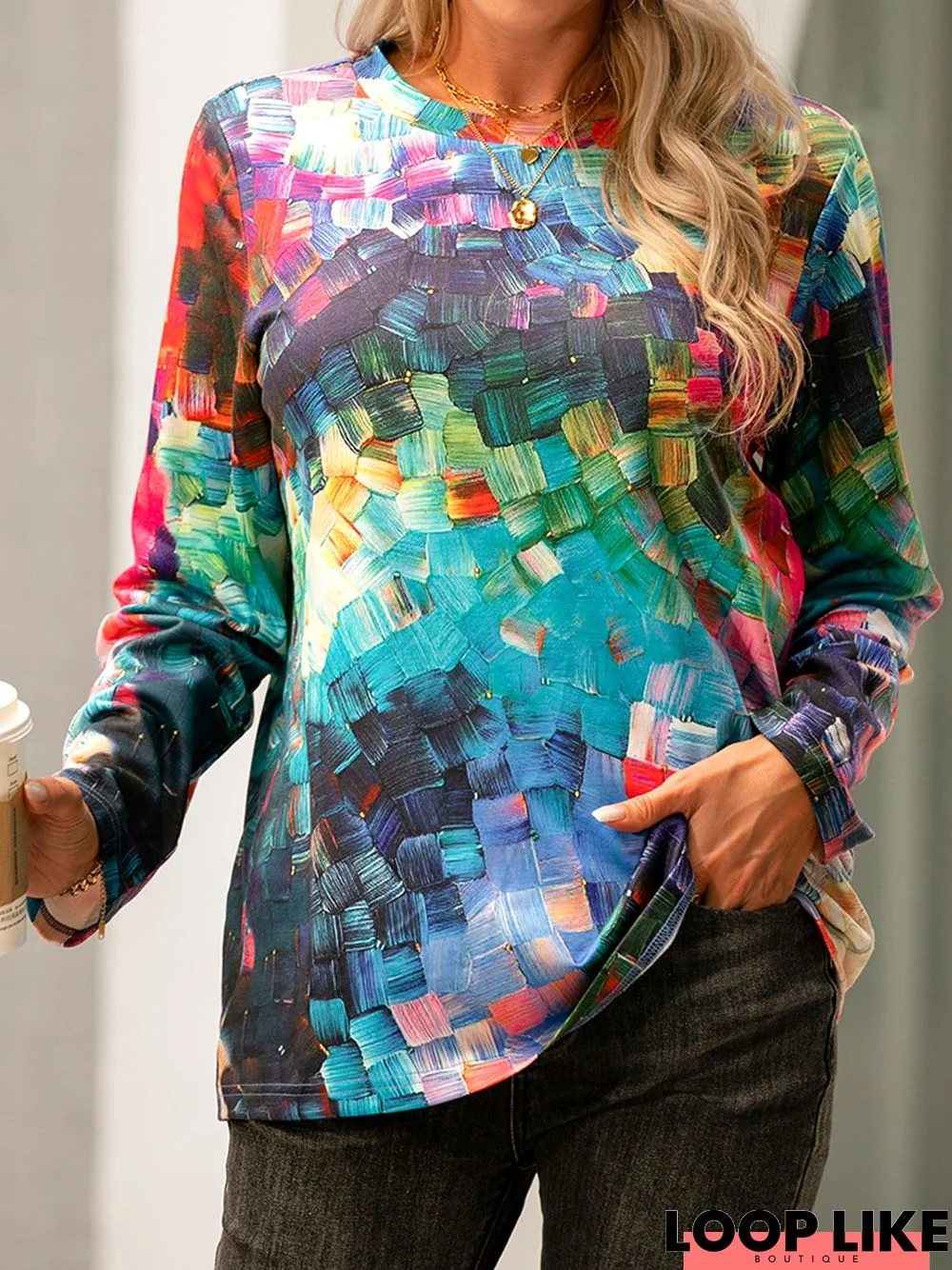 Multicolor Printed Casual Sweatshirt