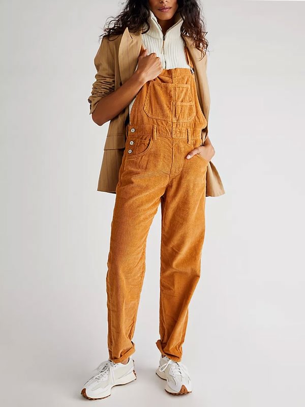 Vintage minimalist corduroy jumpsuit for women