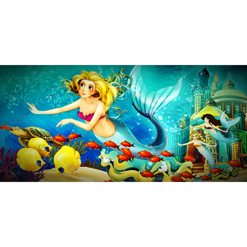 

100*50CM - Round Drill Diamond Painting - Mermaid, 501 Original