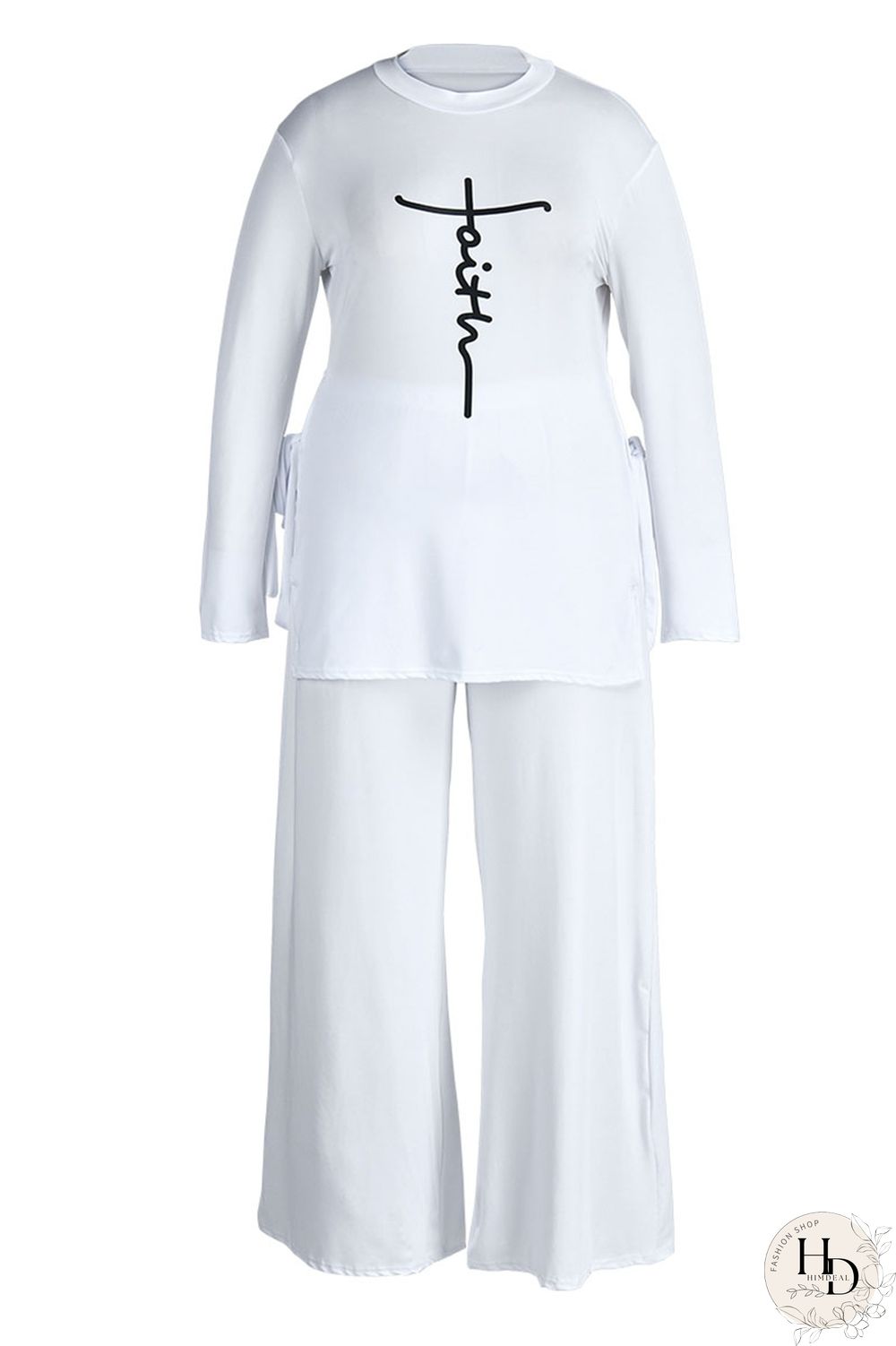 White Casual Print Bandage Patchwork O Neck Plus Size Dresses