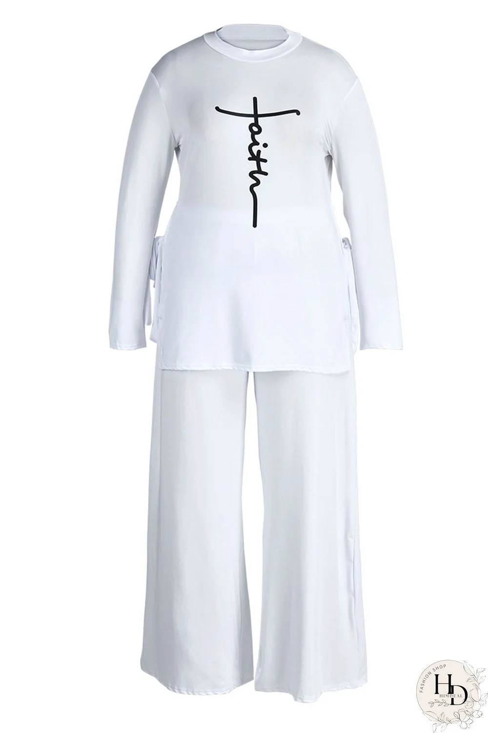 White Casual Print Bandage Patchwork O Neck Plus Size Dresses