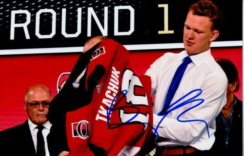 BRADY TKACHUK autographed SIGNED OTTAWA SENATORS 4x6 draft