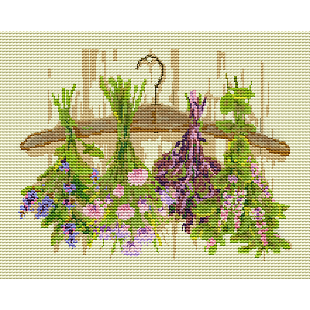 

Clothes Hanger Flowers - 14CT Counted Cross Stitch - 46*36CM, 501 Original
