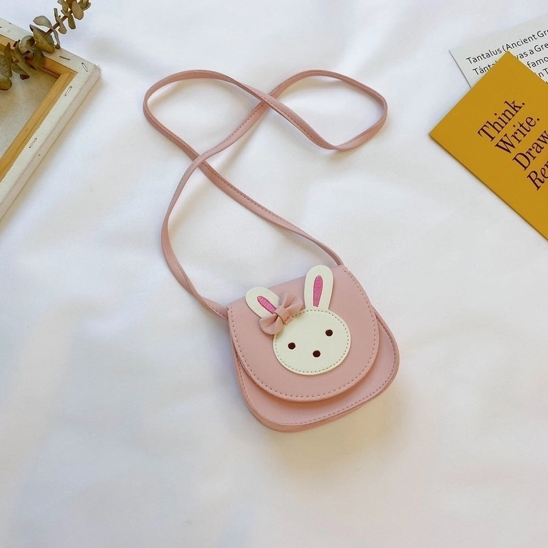 Girl’s Small Pu Leather Rabbit Cute Square Magnetic Buckle Crossbody Bag