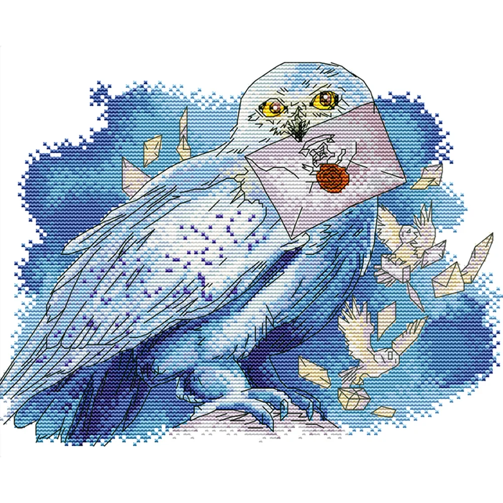 Letter Owl - 14CT Joy Sunday Stamped Cross Stitch(33*28cm)