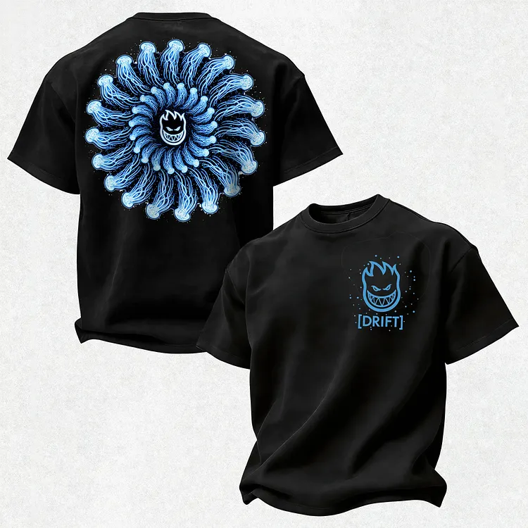 Spitfire Wheels X Drift Blue Jellyfish Printed Men's T-shirt