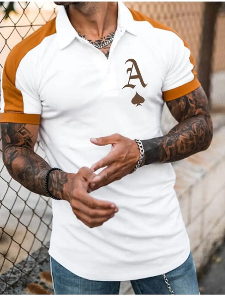 Men's casual short sleeve polo shirt in color block
