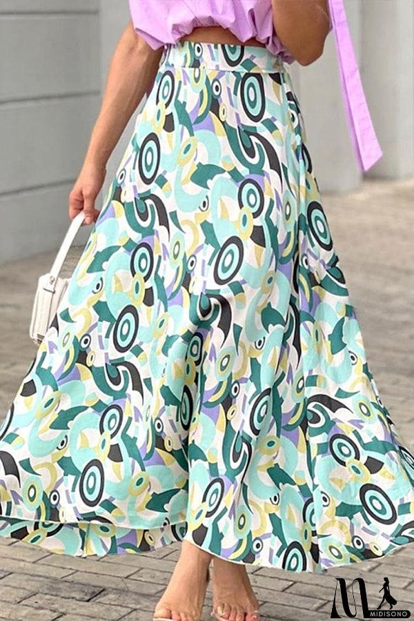 MidiSono - Taro Purple Short Top Printed Skirt Suit