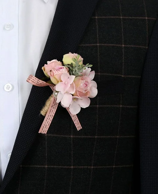 Elegant Multicolor Corsage Wedding Boutonniere Artificial Flowers Accessories 