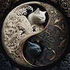 Tai Chi Yin Yang Black And White Cat - 11CT Stamped Cross Stitch - 45*45cm