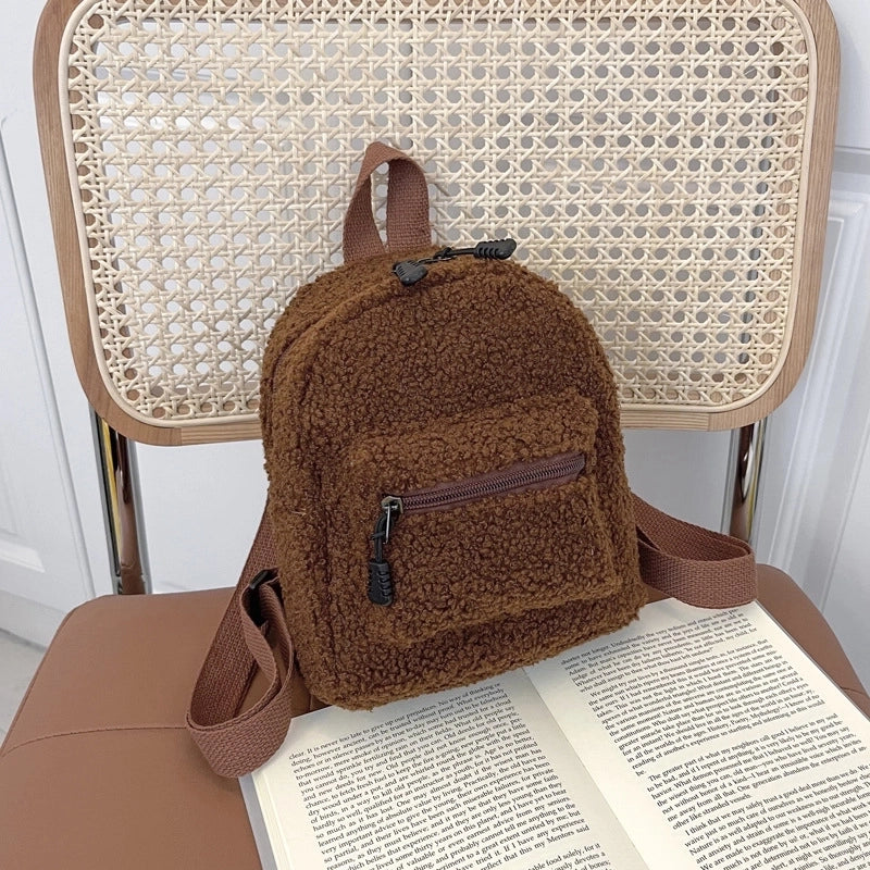 Plush Backpack Women’s Small Bag Fashion Mini Cute Student Small Schoolbag Autumn And Winter New Shopping Small Backpack