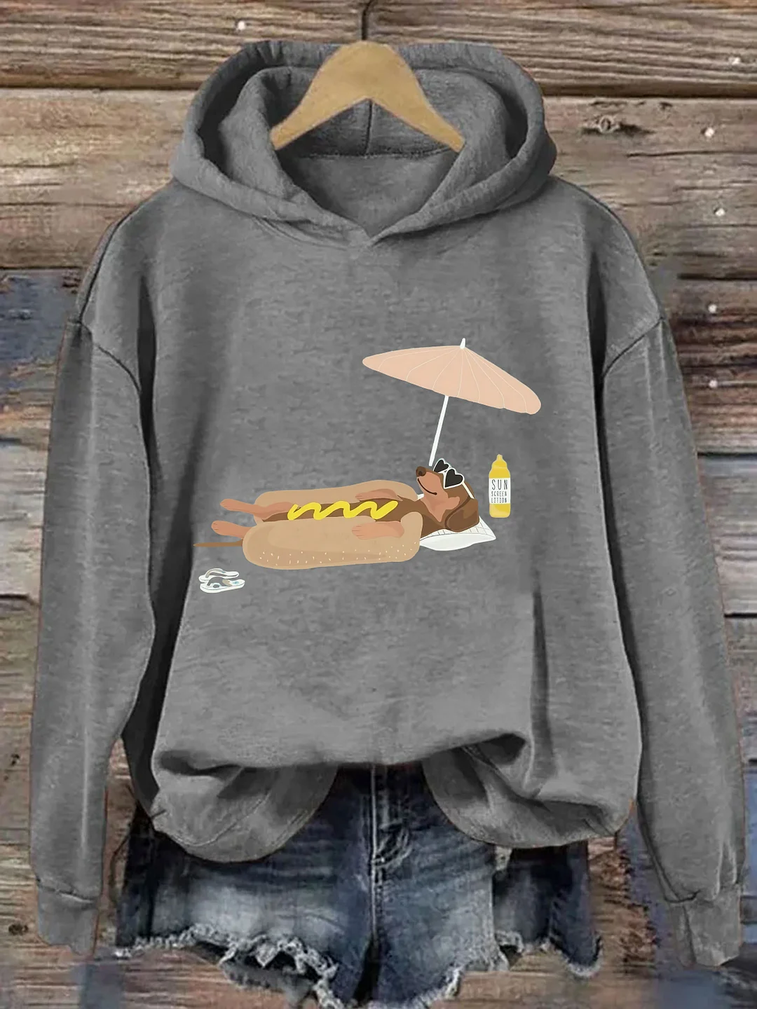 Dog Lounging by Hot Dog  Hoodie