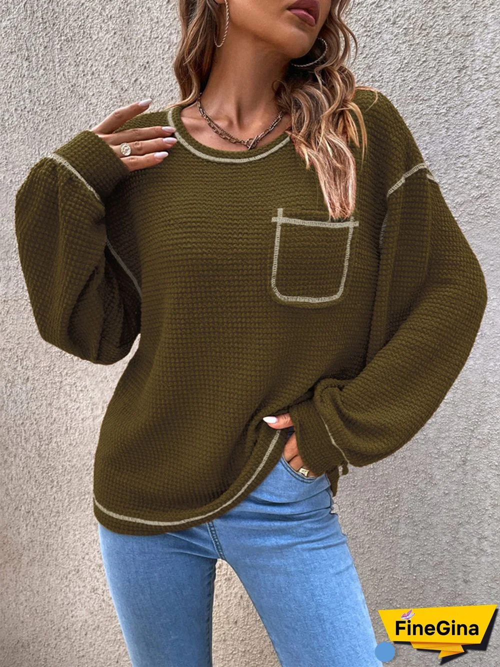 Casual Comfortable Round Neck Loose Versatile Knitting Sweater
