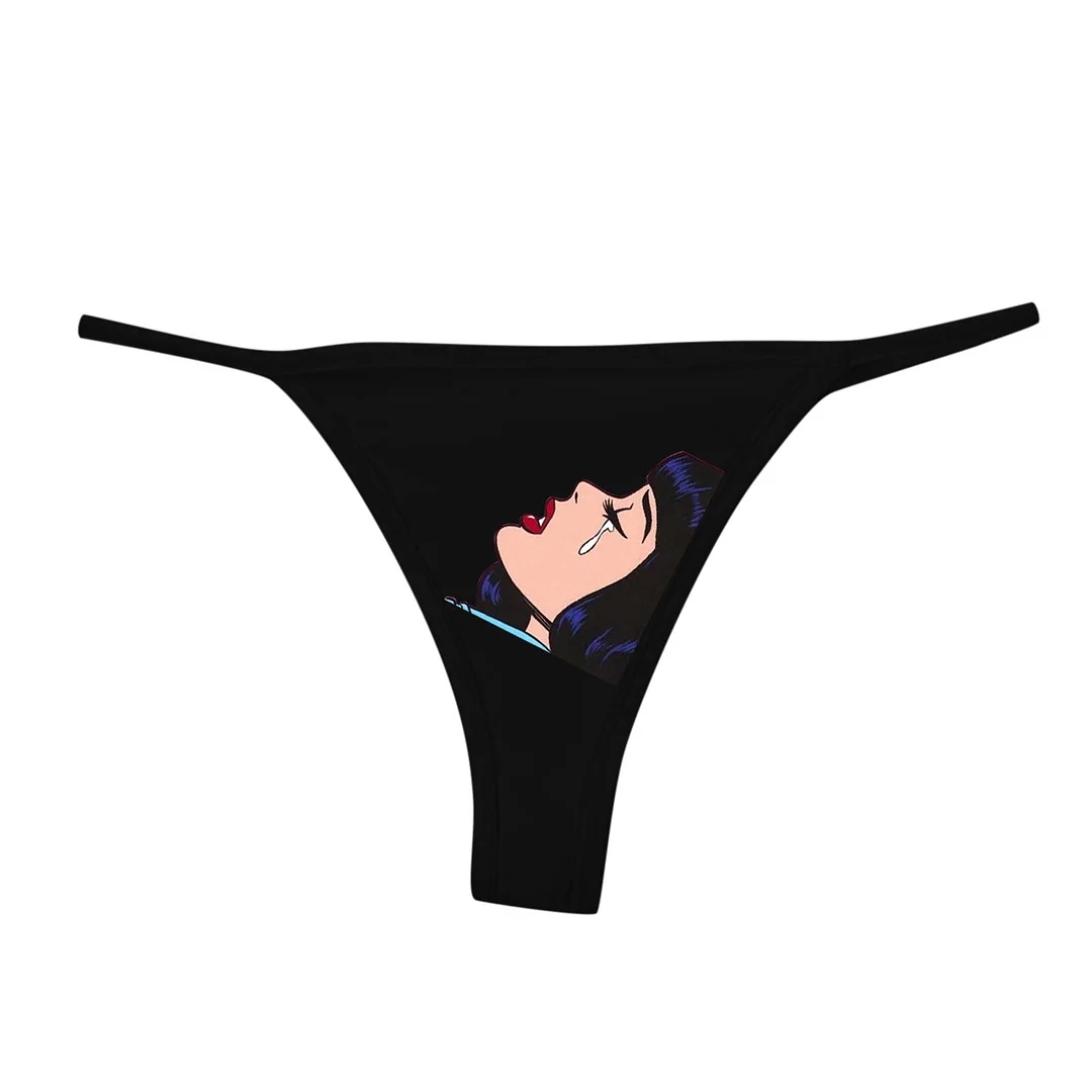 Seamless Sexy Lingerie Women's Funny Printing Underwear Plus Size Solid High Waist Panties For Women Breathable Thongs T-back