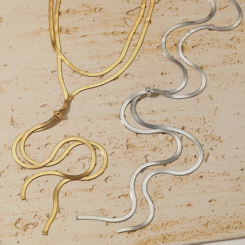 Minimalist Solid Color 304 Stainless Steel 16K Gold Plated White Gold Plated Gold Plated Plating Long Necklace