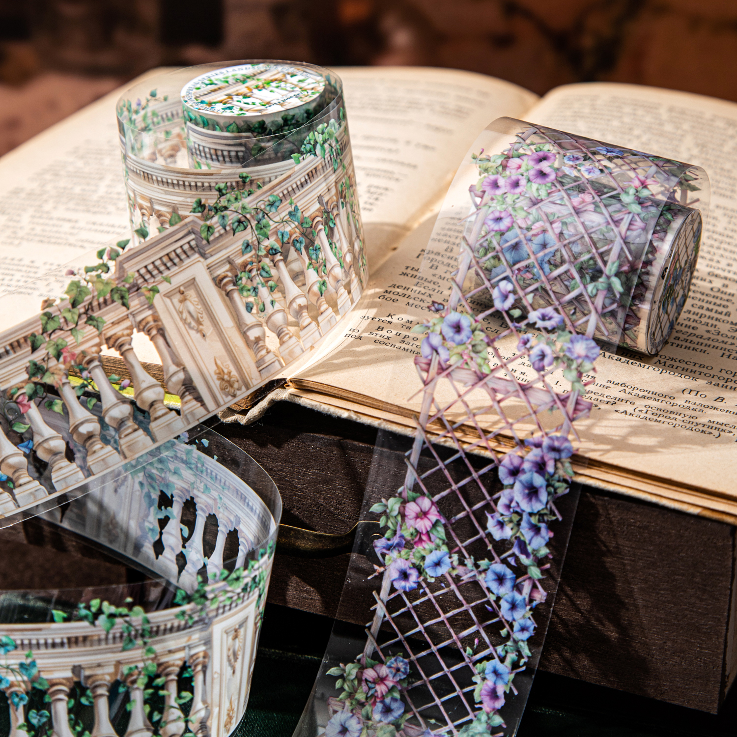 PET 테이프 - 50mm*200cm 포도나무와 꽃 시리즈 빈티지 울타리