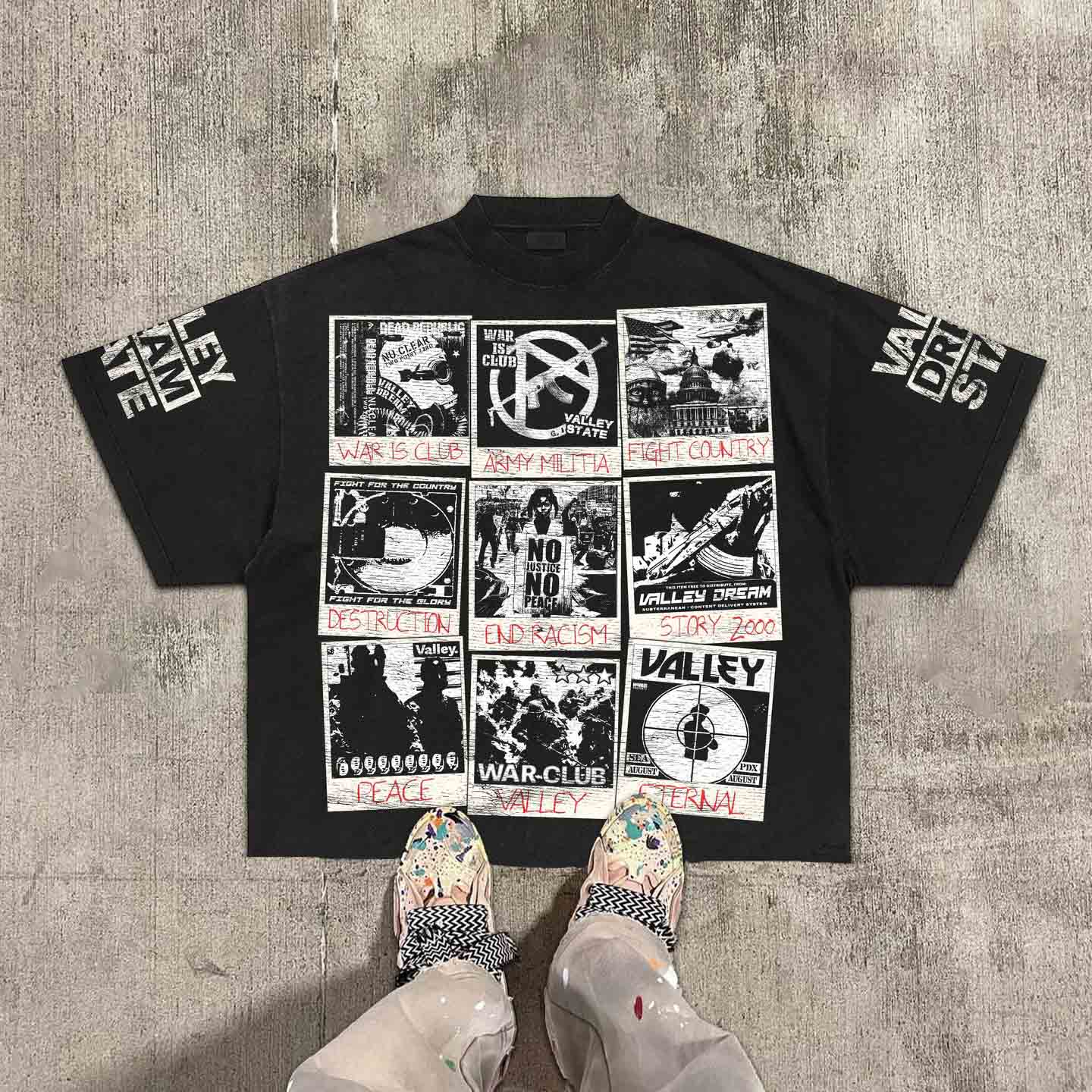Sopula Vintage Warzone Valley Dreams State Graphic 100% Cotton T-Shirt Cropped Tees - SOPULA