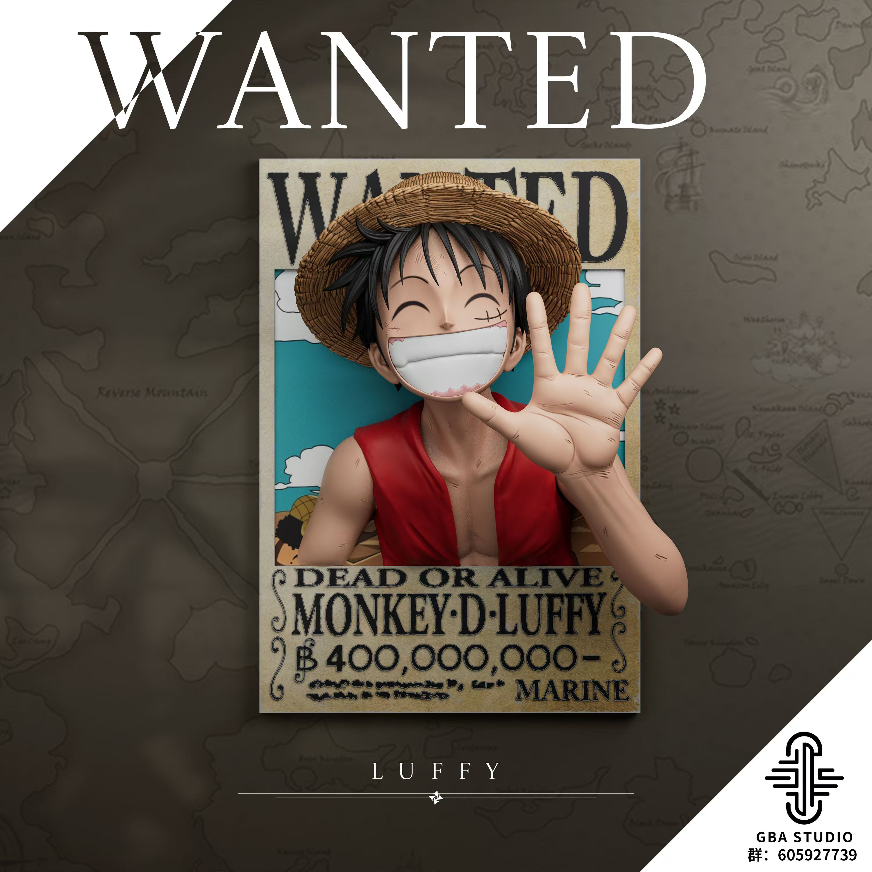 GBA Studio - One Piece Bounty Series Monkey D. Luffy & Tony Tony Chopper Photo Frame Fridge Magnet and Relief Painting Scene Statue(GK)-
