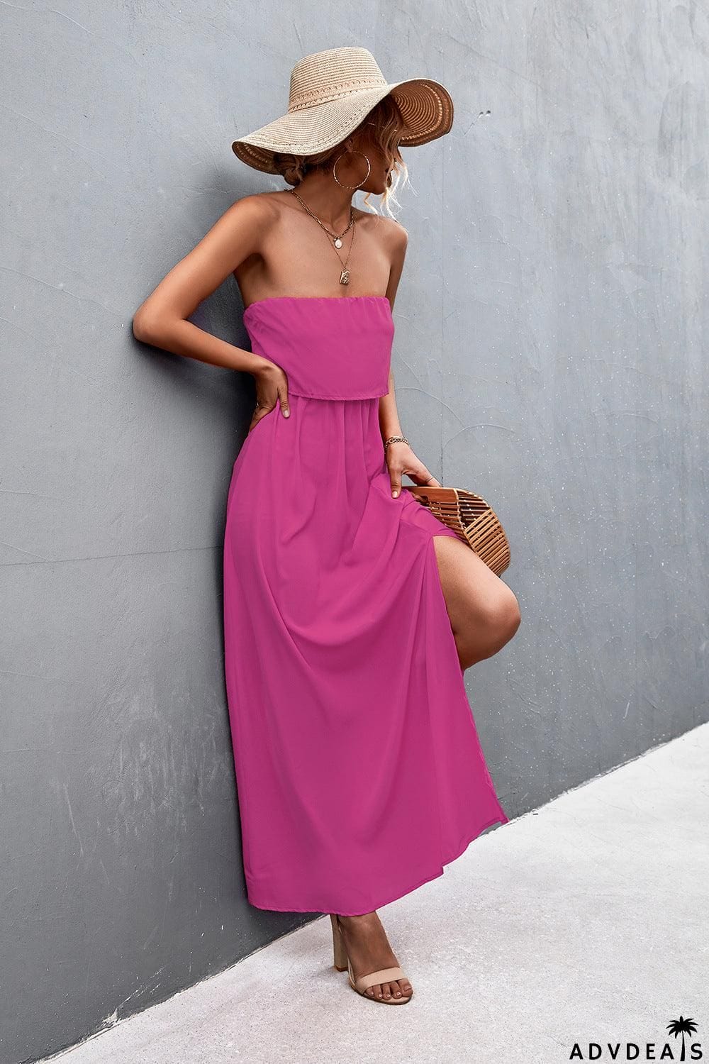 Strapless Split Maxi Dress