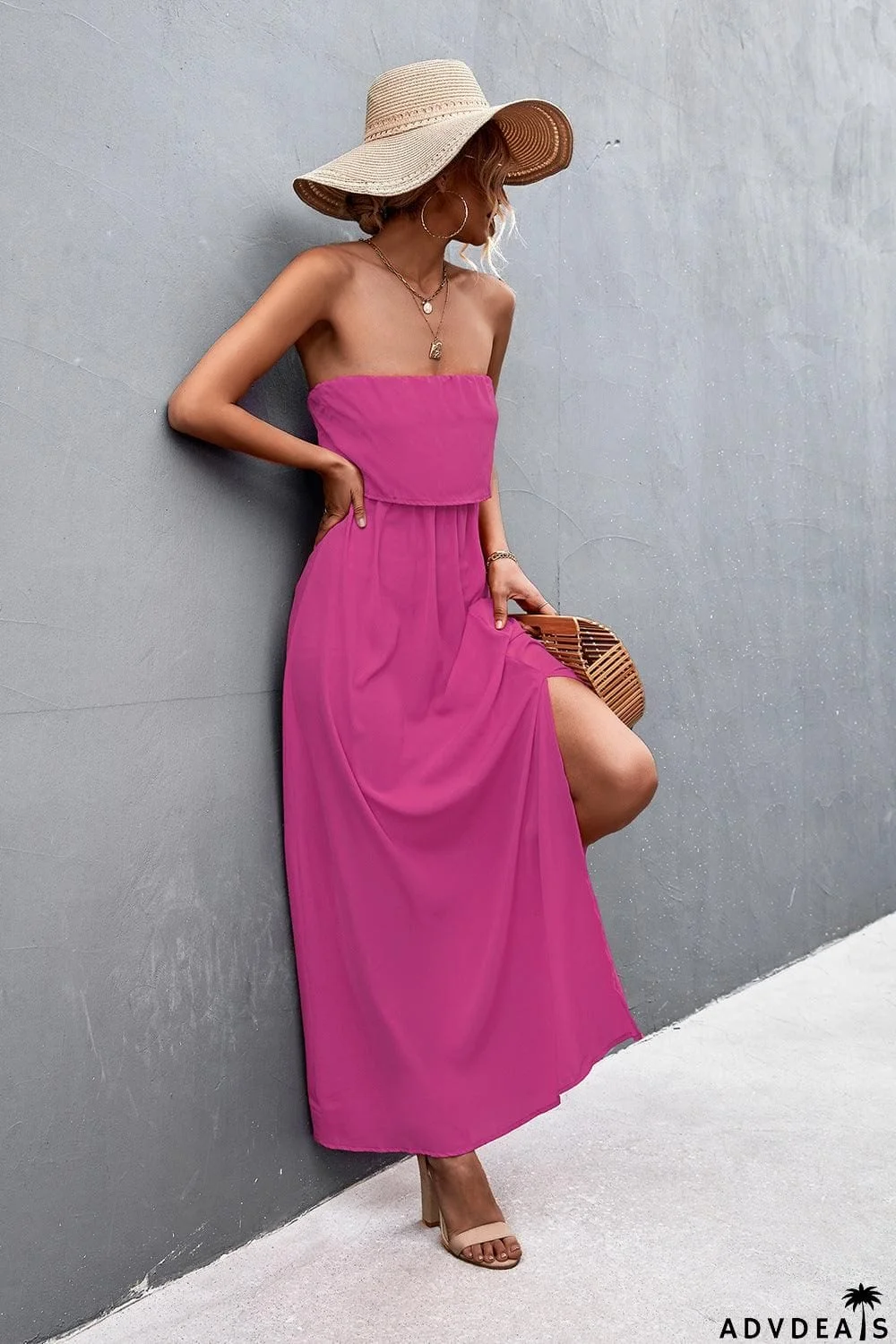 Strapless Split Maxi Dress