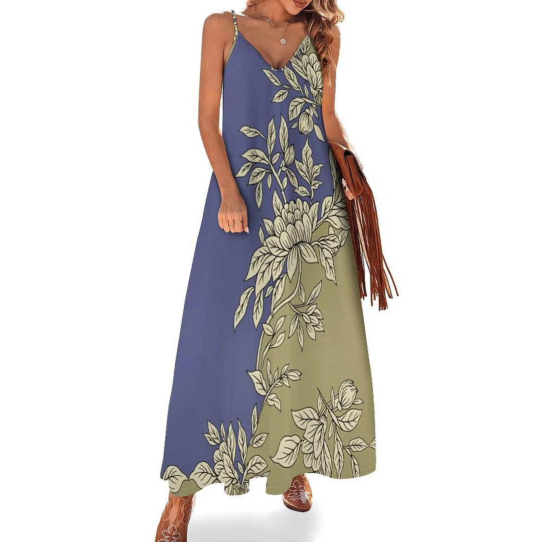 Style & Comfort for Mature Women Plus Size Printed Sling Casual Women Maxi Dress in Pattern Floral, Purple
