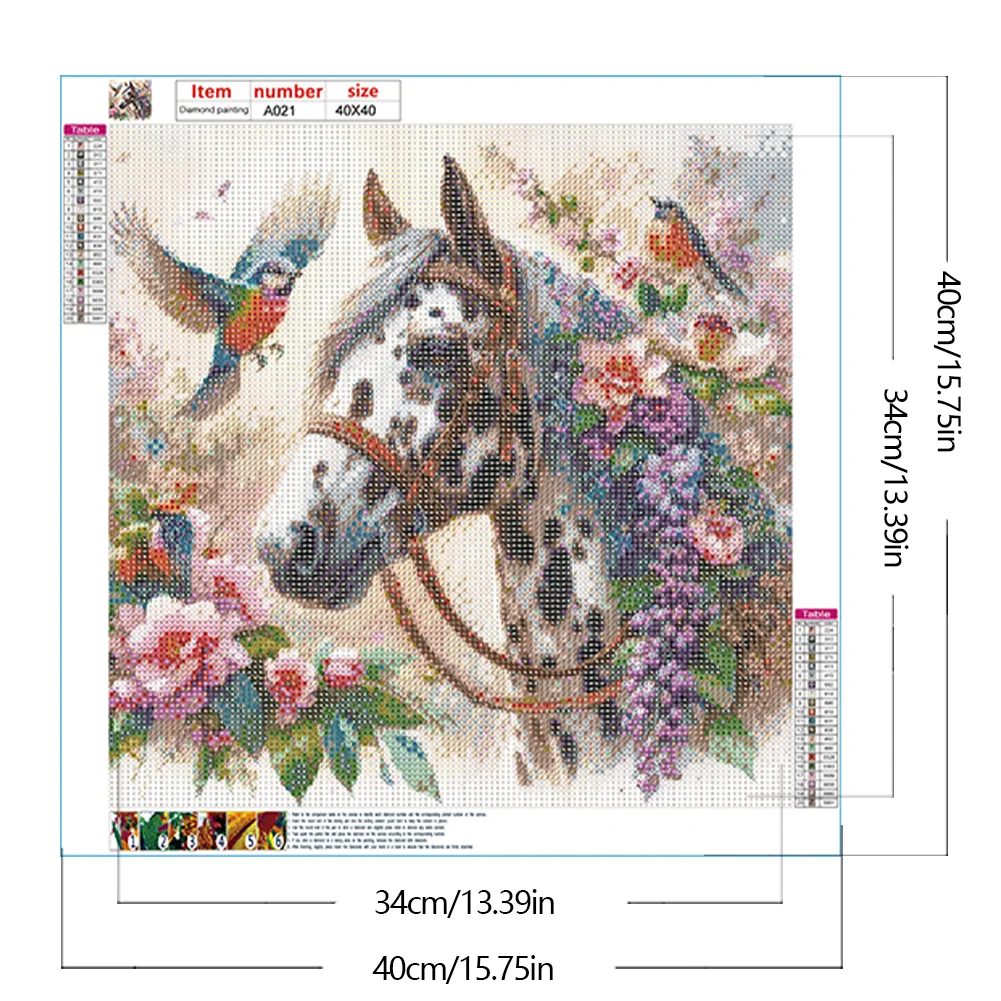 Diamond Painting - Full Round Drill - Flower Horse(Canvas|40*40cm)