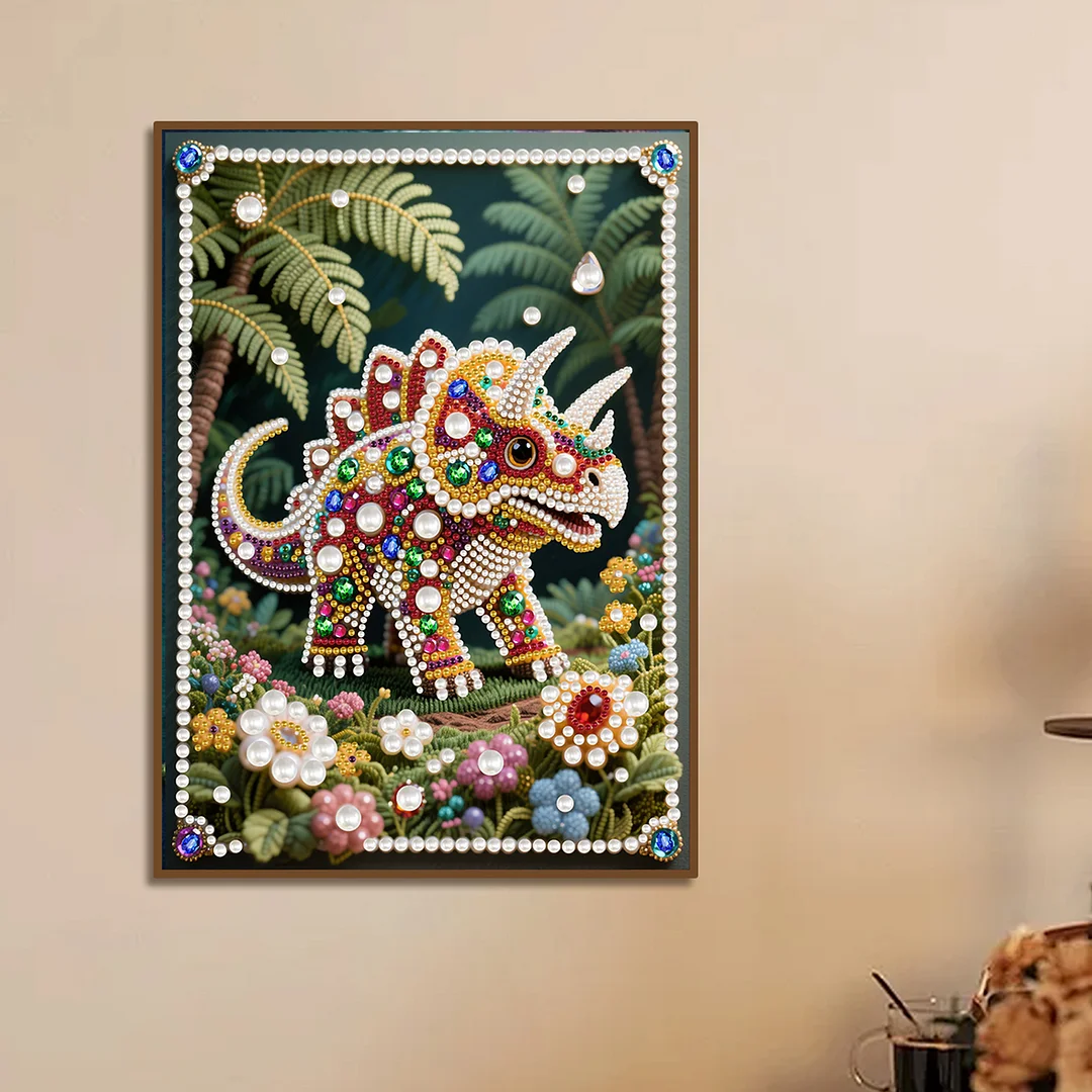 Rhinoceros Special Shaped 5D DIY Partial Drill Pearl Gem Diamond Art Painting Kit for Adults Beginners Home Decor Art Craft Pearl Diamond Painting 30x40cm